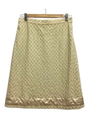 SANDRA Angelozzi designer 50% wool skirt tweed embroidered butter yellow size 32